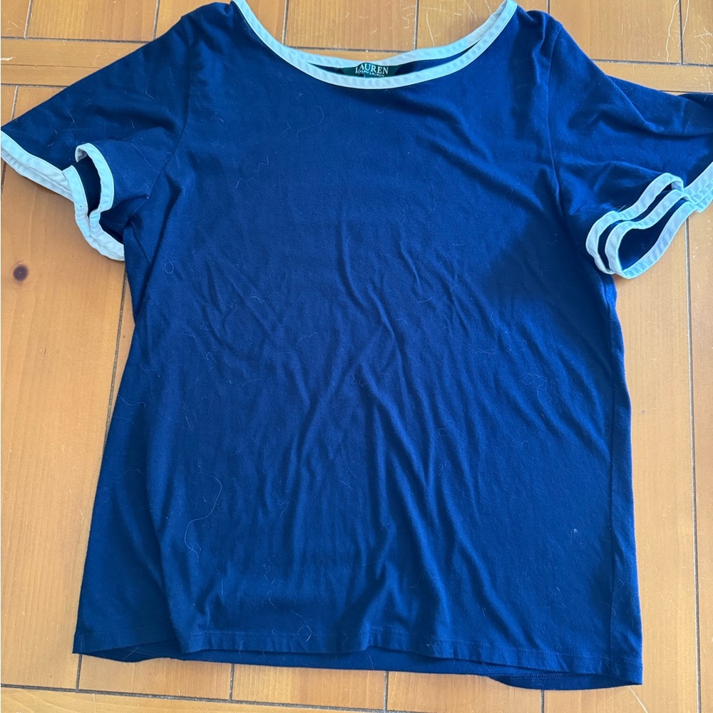 Lauren Ralph Lauren Navy and White Short Sleeve Tee